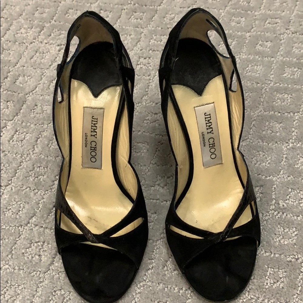 Jimmy Choo suede and snakeskin heels